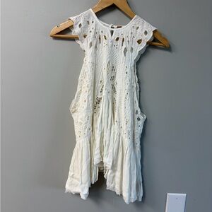 Free People White Crochet Sleeveless Boho Top